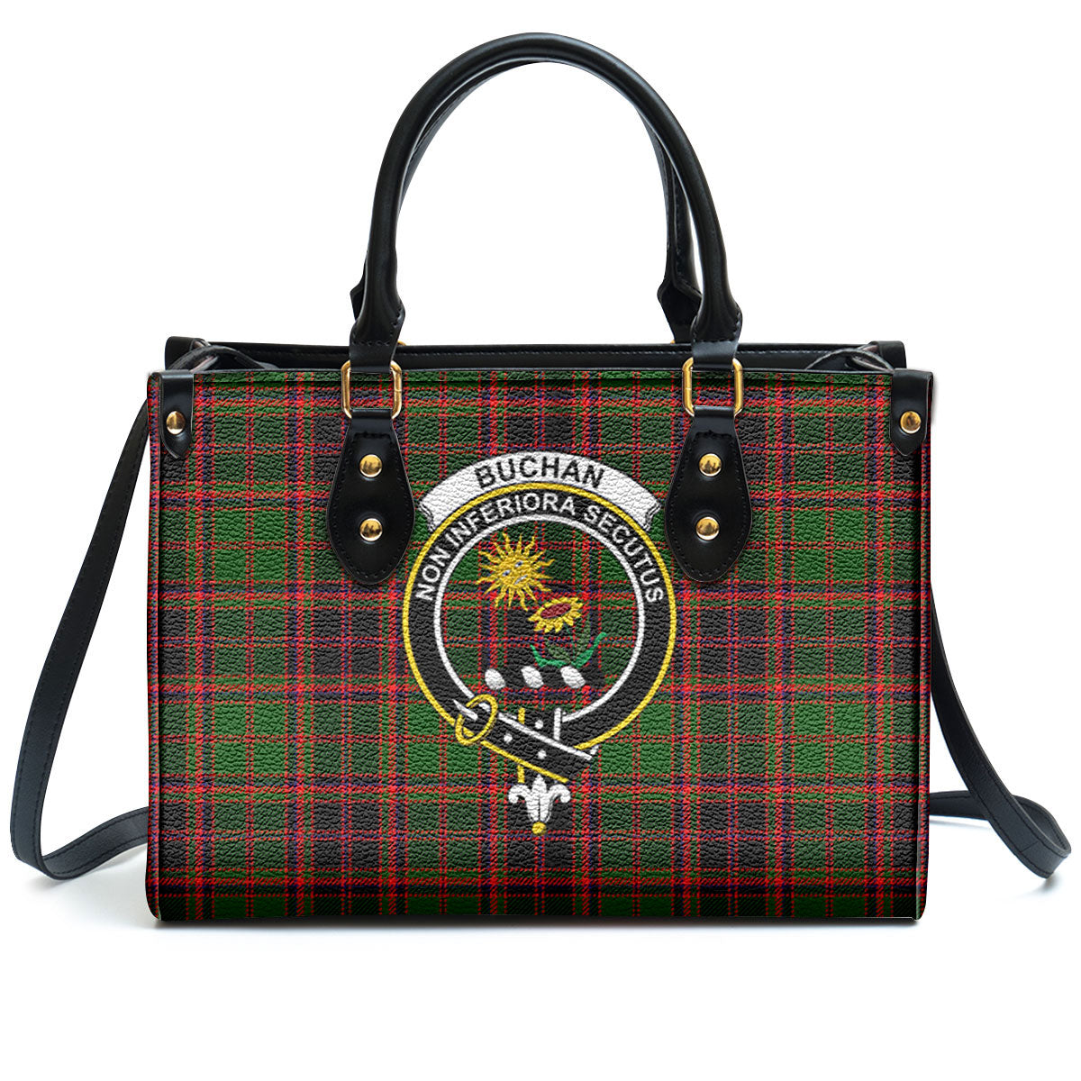 Buchan Modern Tartan Crest Leather Handbag