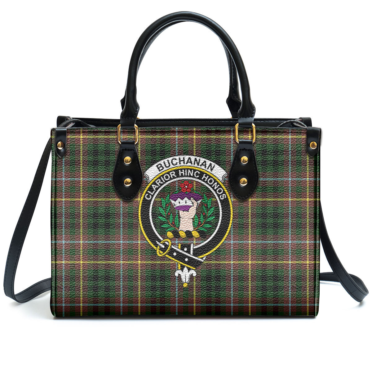 Buchanan Hunting Tartan Crest Leather Handbag