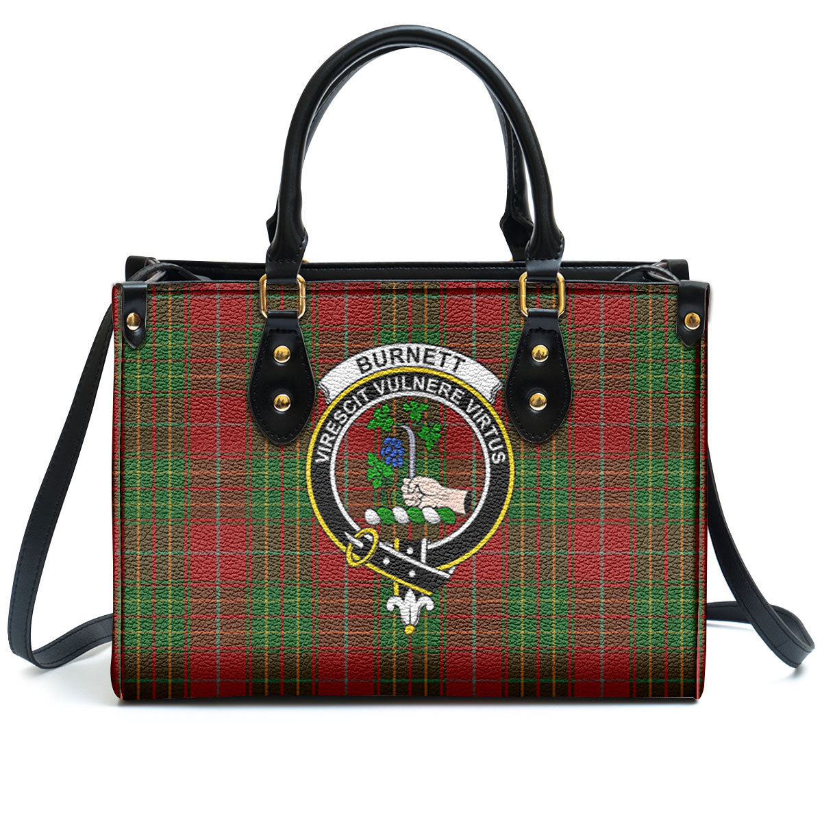 Burnett Tartan Crest Leather Handbag