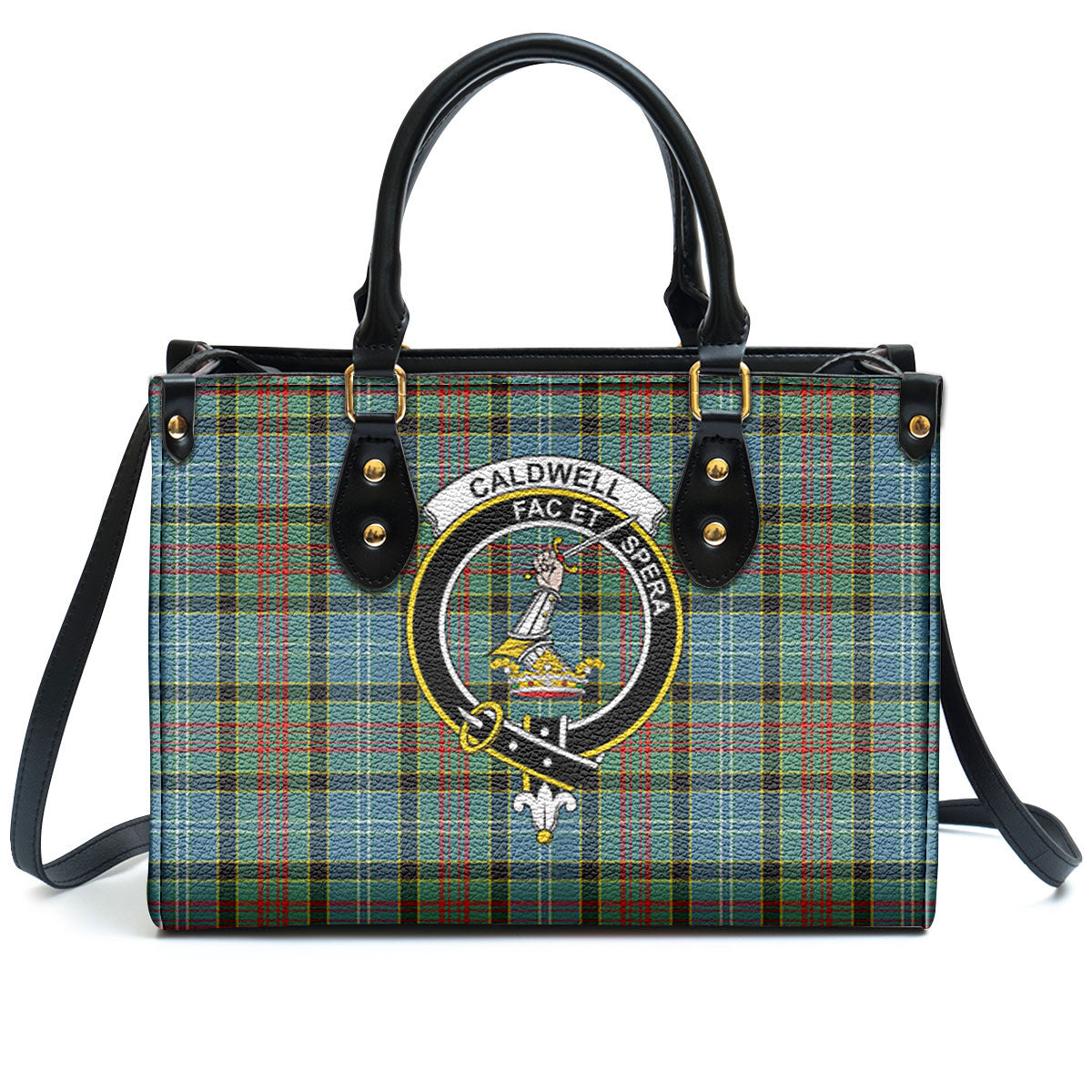 Caldwell Tartan Crest Leather Handbag