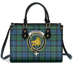 Campbell Ancient 02 Tartan Crest Leather Handbag