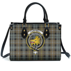 Campbell Argyll Weathered Tartan Crest Leather Handbag