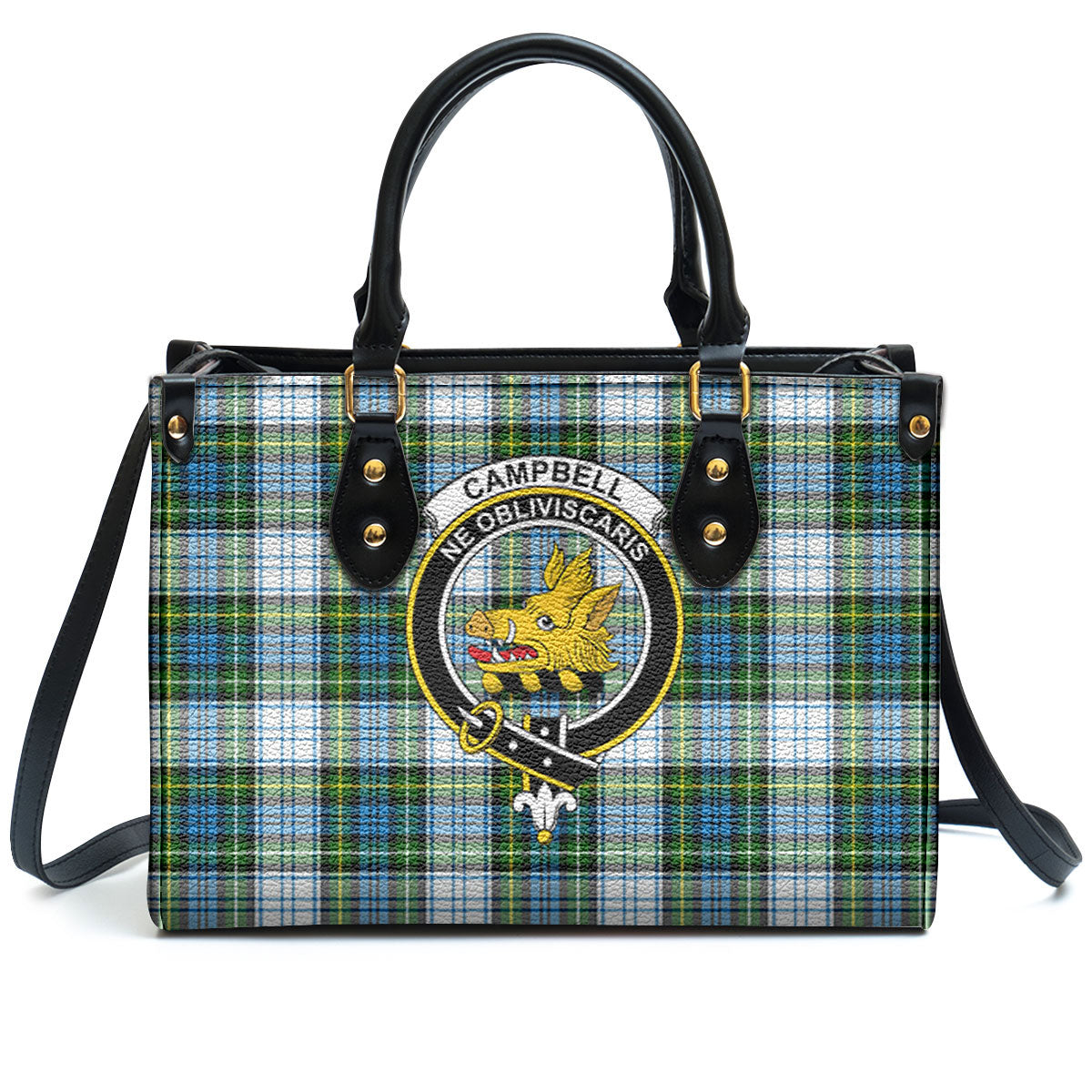 Campbell Dress Tartan Crest Leather Handbag