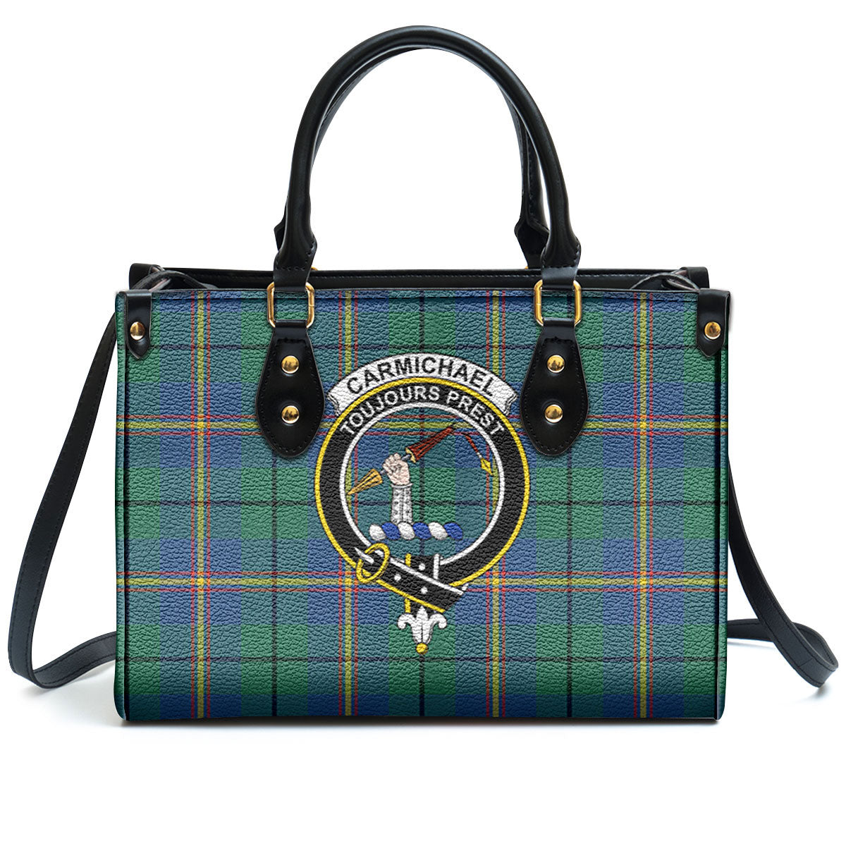 Carmichael Ancient Tartan Crest Leather Handbag