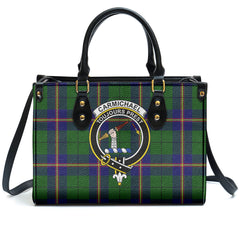 Carmichael Modern Tartan Crest Leather Handbag