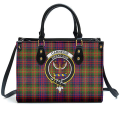 Carnegie Modern Tartan Crest Leather Handbag