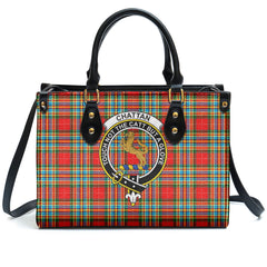 Chattan Tartan Crest Leather Handbag