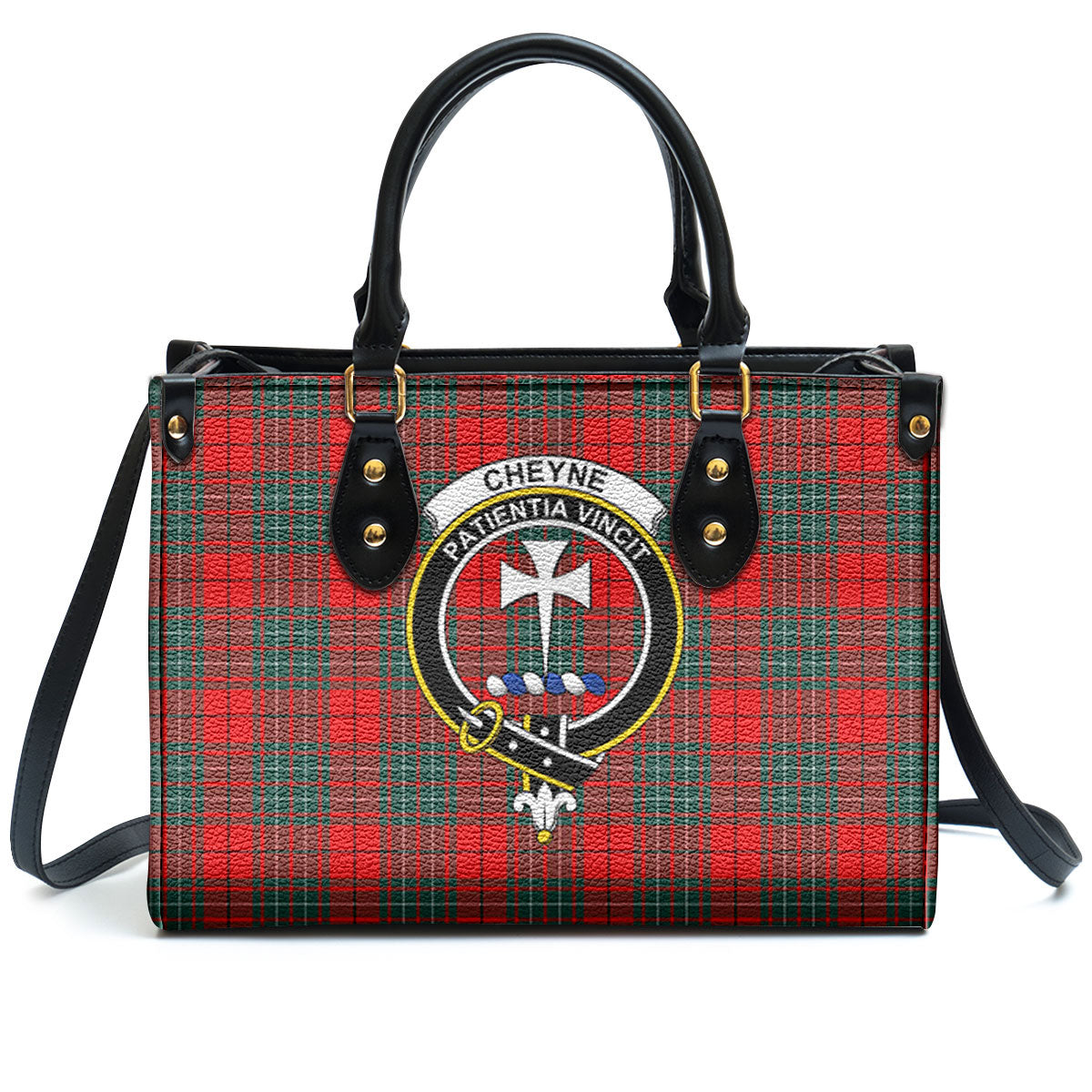 Cheyne Tartan Crest Leather Handbag