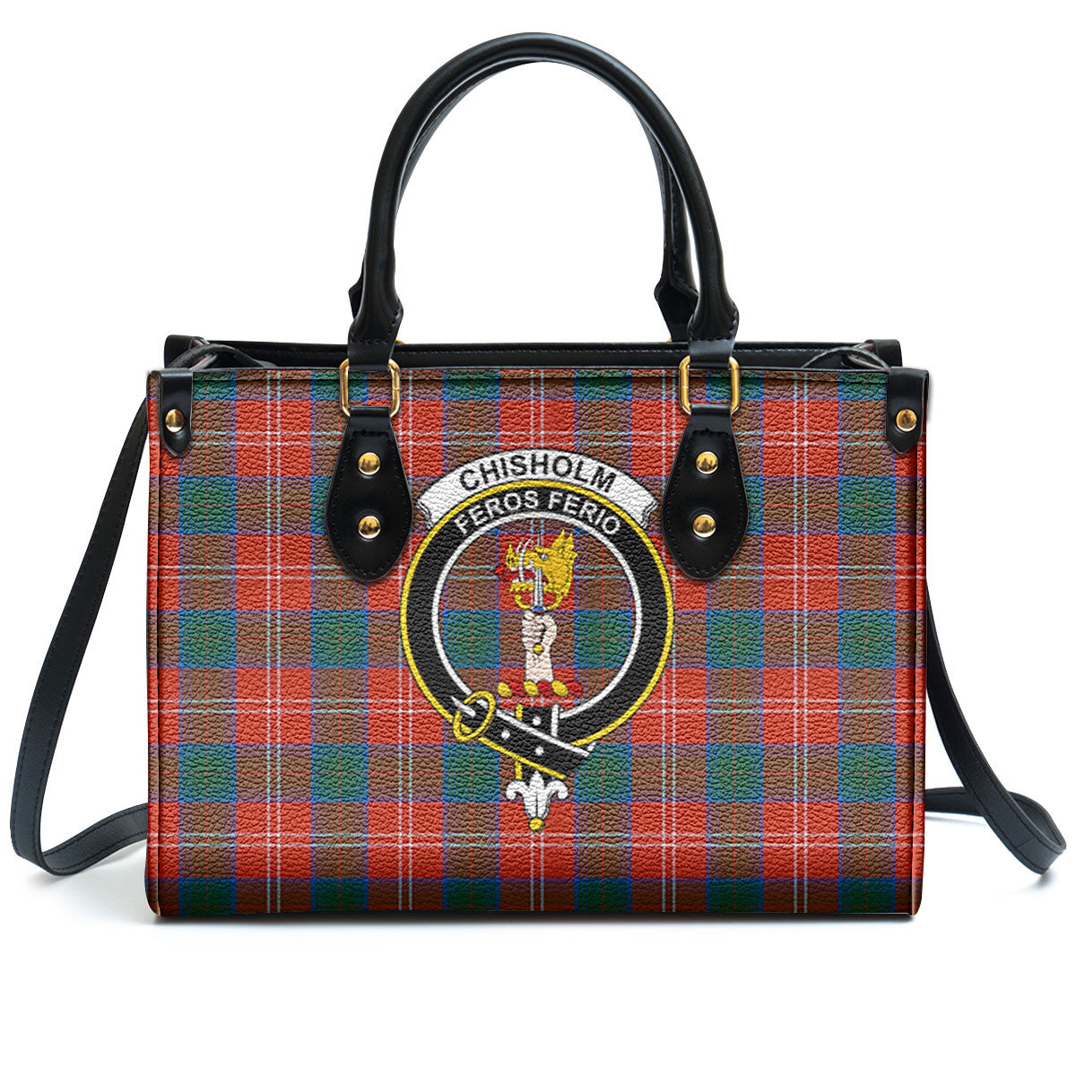 Chisholm Ancient Tartan Crest Leather Handbag