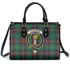 Chisholm Hunting Ancient Tartan Crest Leather Handbag