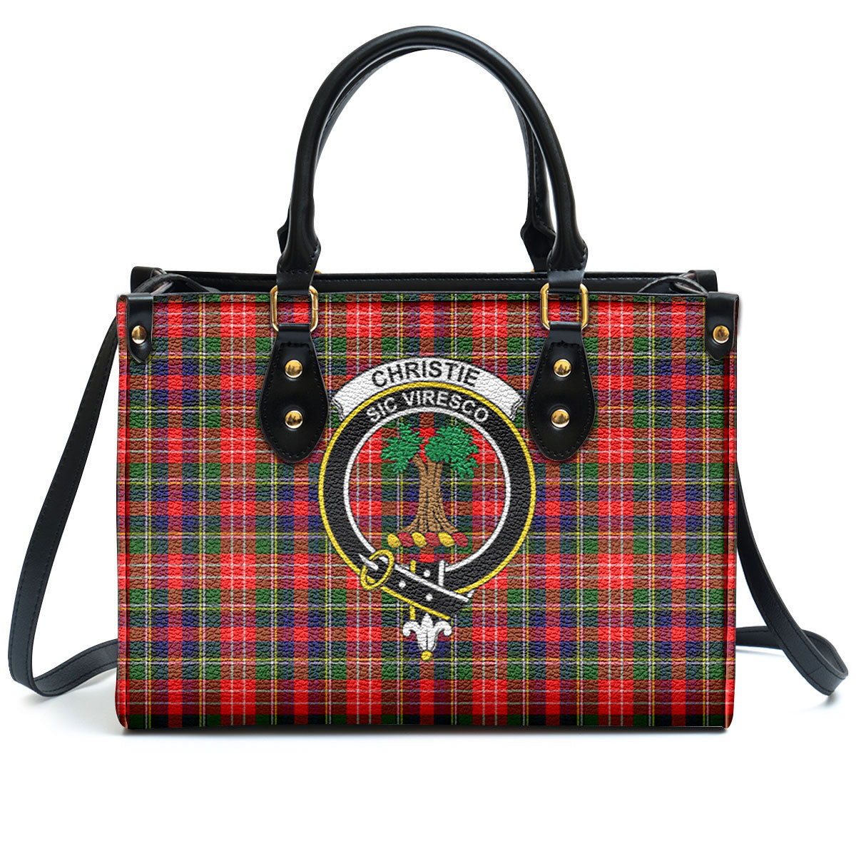 Christie Tartan Crest Leather Handbag