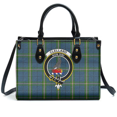 Clelland Tartan Crest Leather Handbag