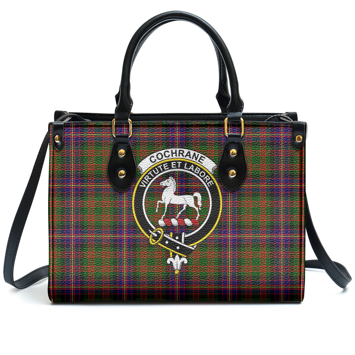 Cochrane Modern Tartan Crest Leather Handbag