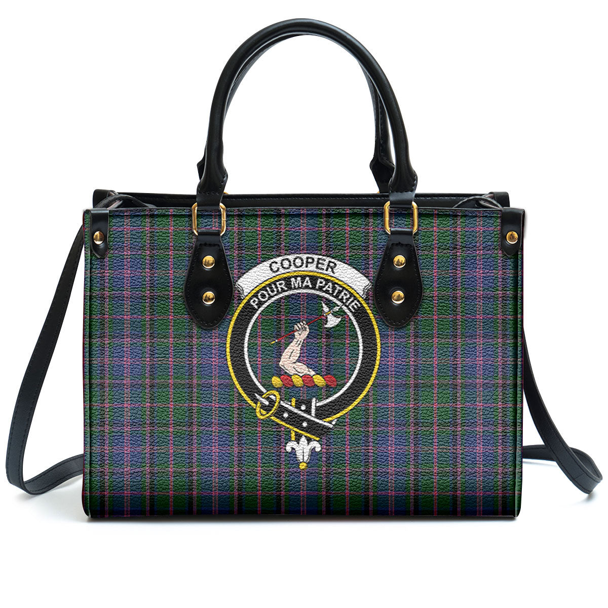 Cooper Tartan Crest Leather Handbag