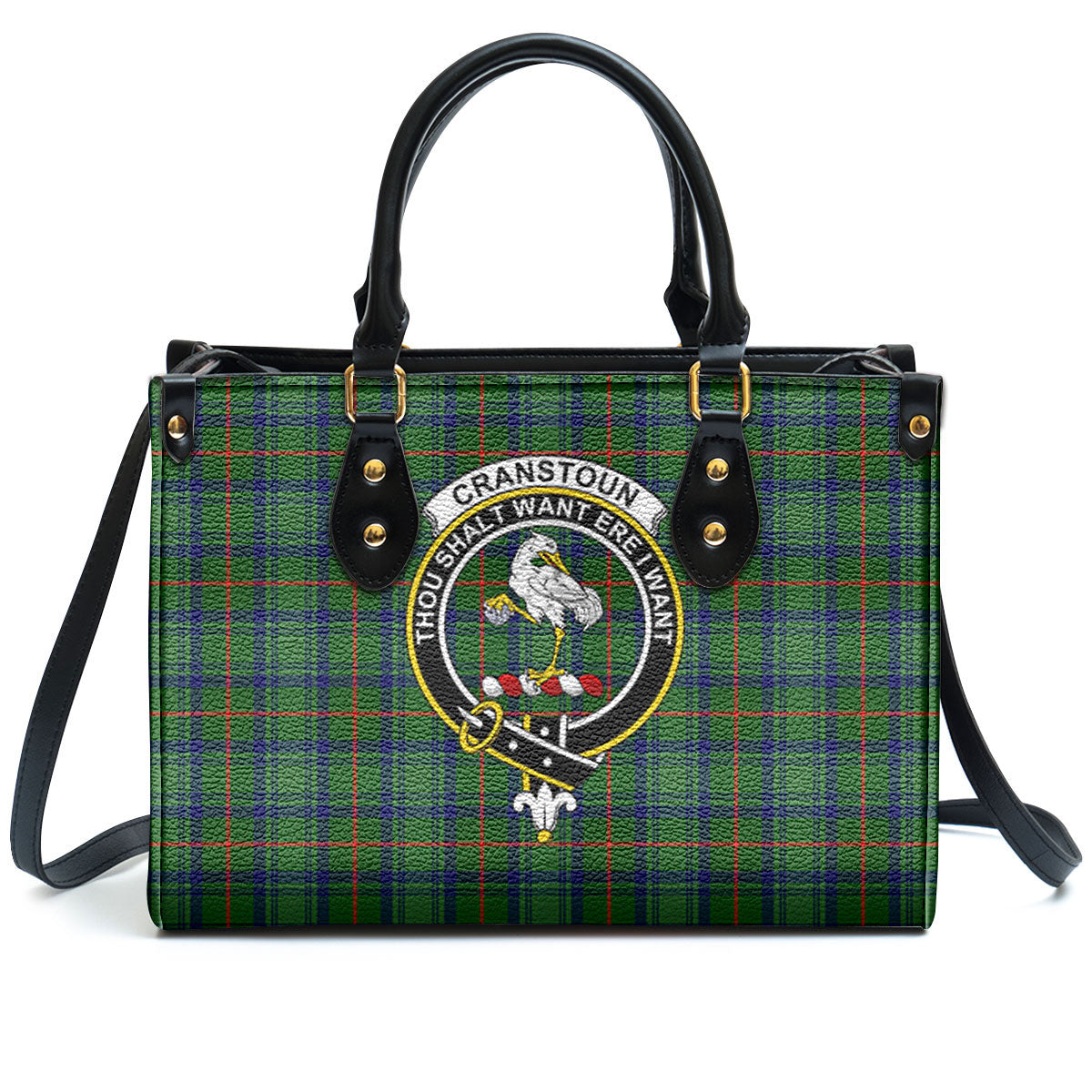 Cranstoun Tartan Crest Leather Handbag