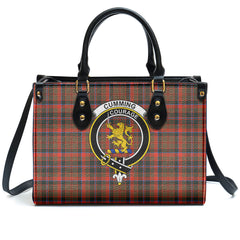 Cumming Hunting Weathered Tartan Crest Leather Handbag