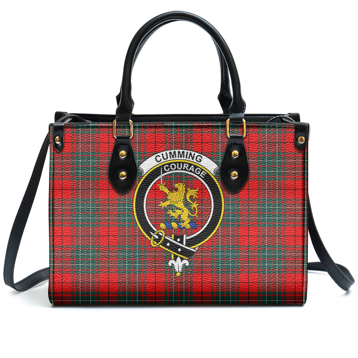 Cumming Modern Tartan Crest Leather Handbag