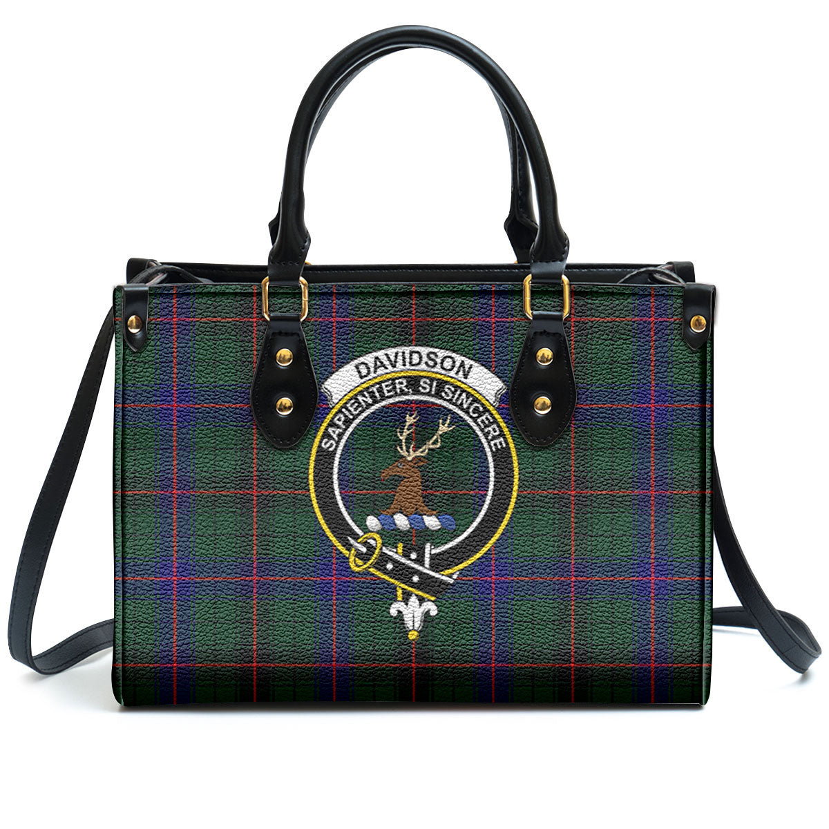 Davidson Modern Tartan Crest Leather Handbag