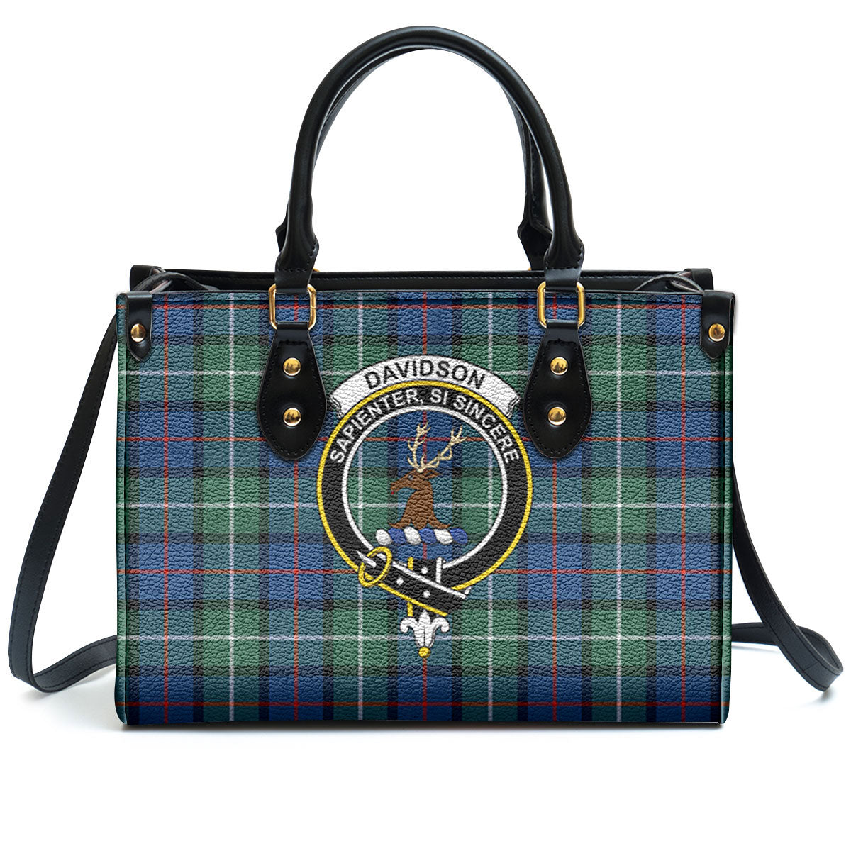 Davidson of Tulloch Tartan Crest Leather Handbag