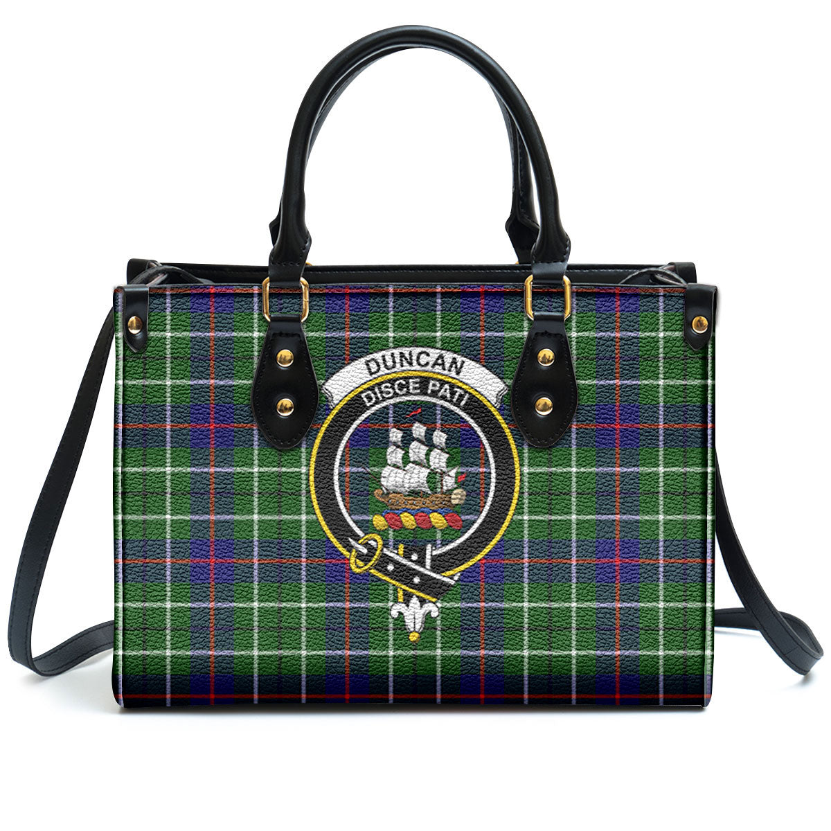 Duncan Modern Tartan Crest Leather Handbag