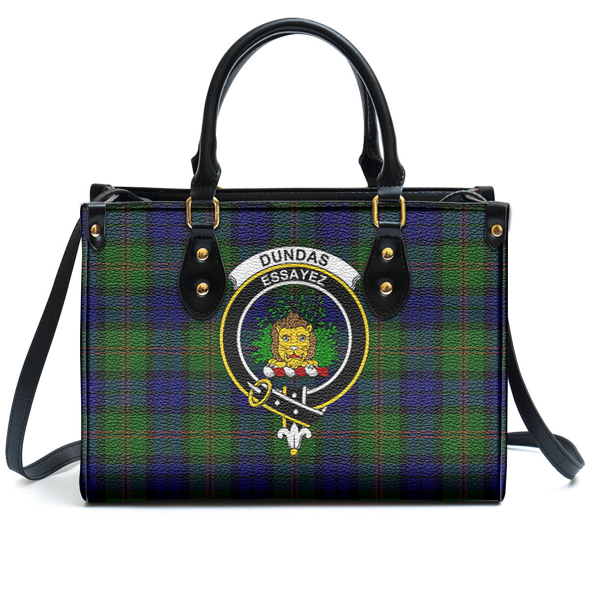 Dundas Modern Tartan Crest Leather Handbag