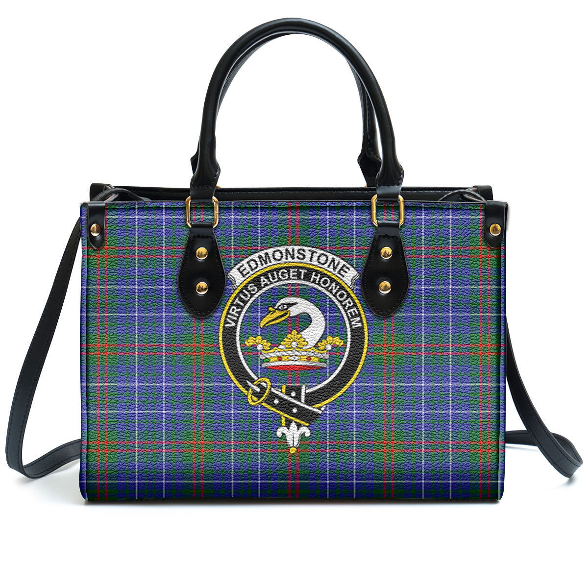 Edmonstone Tartan Crest Leather Handbag