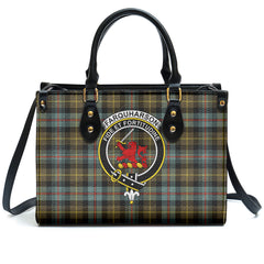 Farquharson Weathered Tartan Crest Leather Handbag