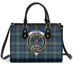 Forbes Ancient Tartan Crest Leather Handbag