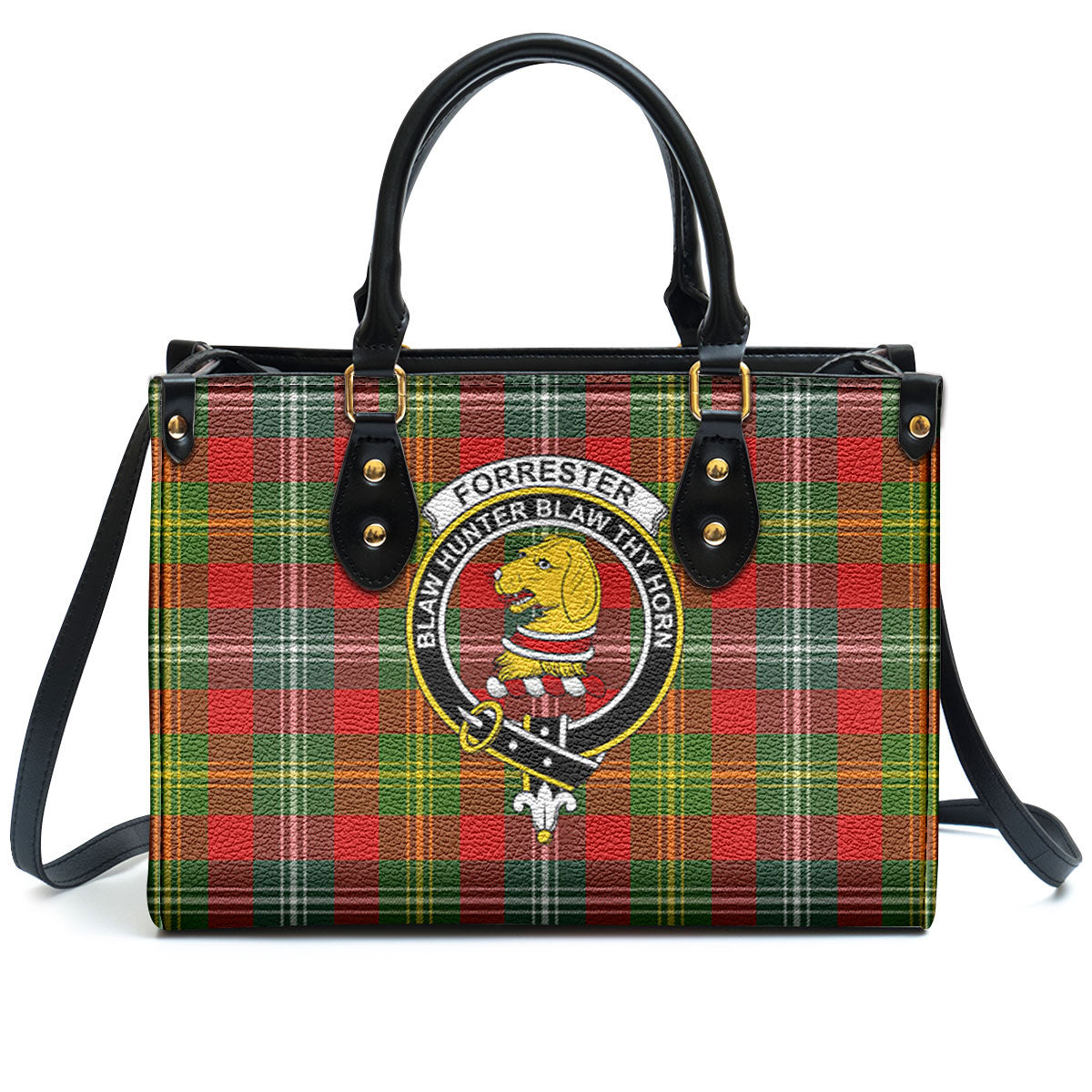 Forrester Tartan Crest Leather Handbag