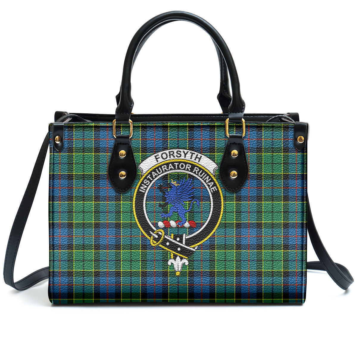 Forsyth Ancient Tartan Crest Leather Handbag