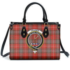 Fraser (of Lovat) Weathered Tartan Crest Leather Handbag