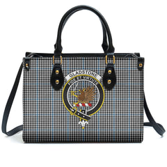 Gladstone Tartan Crest Leather Handbag