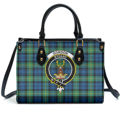 Gordon Ancient Tartan Crest Leather Handbag