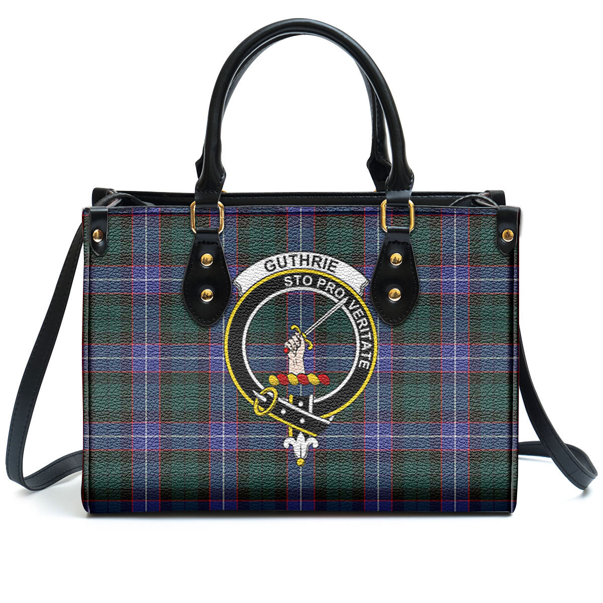 Guthrie Modern Tartan Crest Leather Handbag