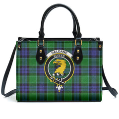 Haldane Tartan Crest Leather Handbag