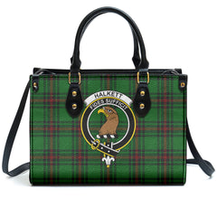 Halkett Tartan Crest Leather Handbag