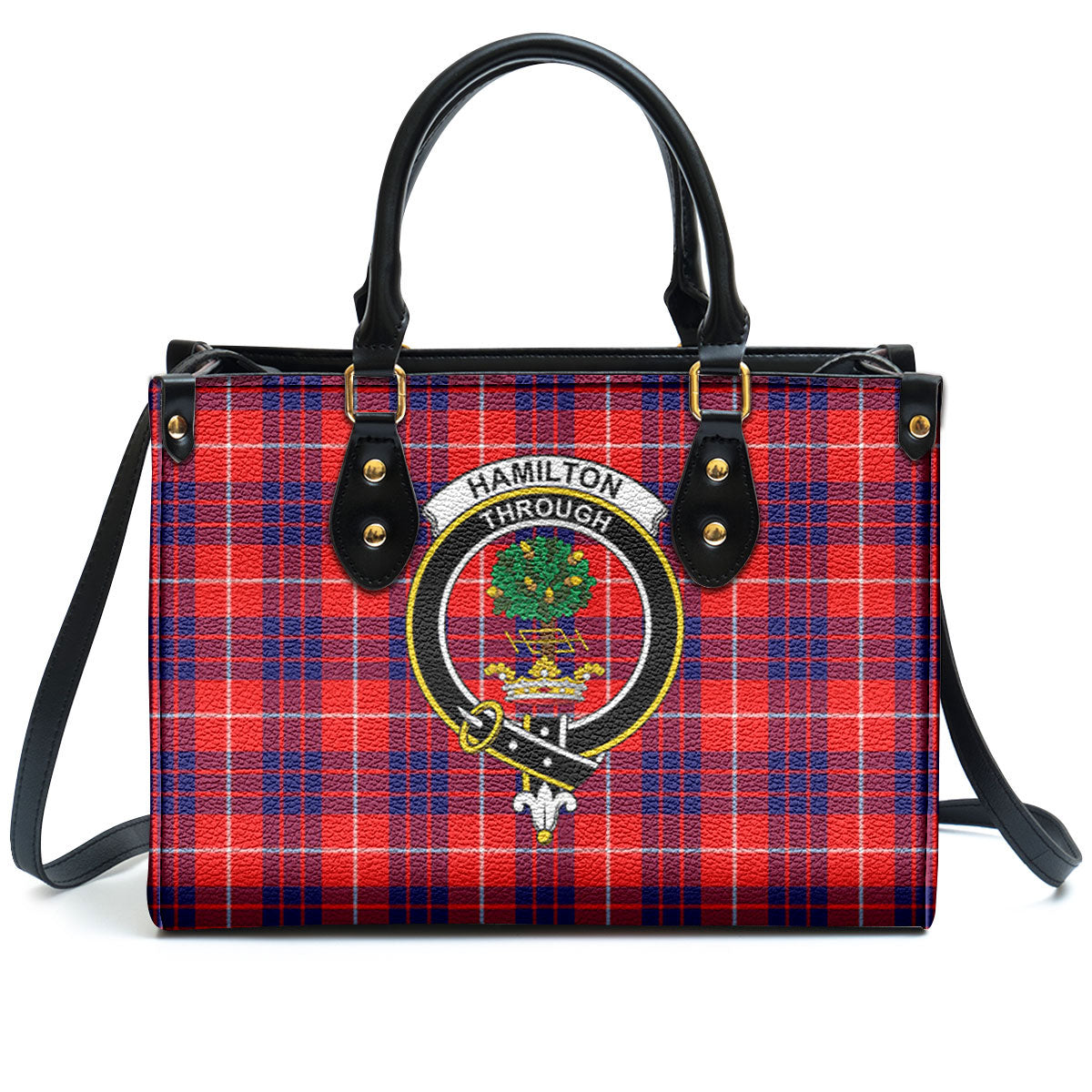 Hamilton Modern Tartan Crest Leather Handbag