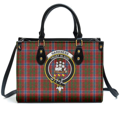 Harkness Dress Tartan Crest Leather Handbag