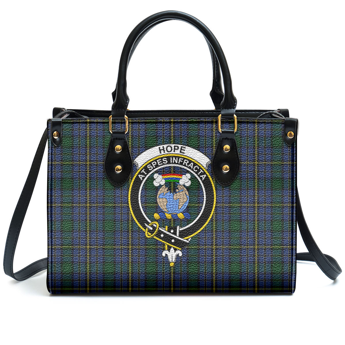 Hope Tartan Crest Leather Handbag