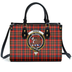 Innes Modern Tartan Crest Leather Handbag