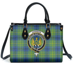 Johnson Ancient Tartan Crest Leather Handbag