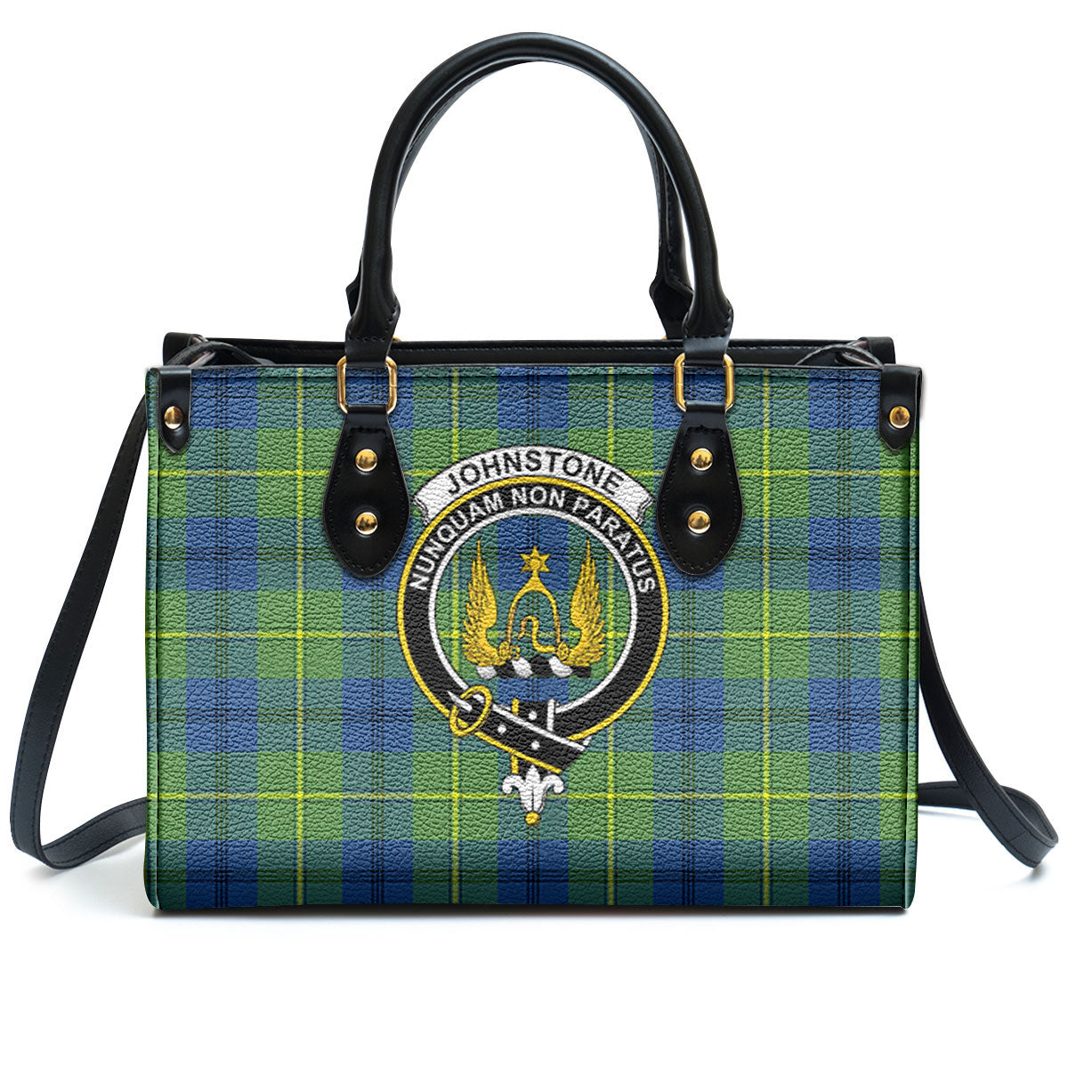 Johnstone Ancient Tartan Crest Leather Handbag