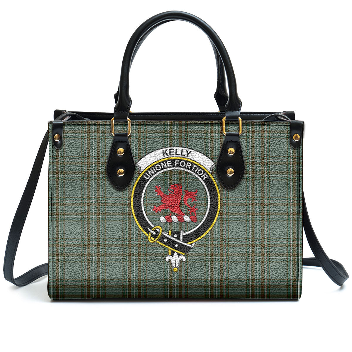 Kelly Dress Tartan Crest Leather Handbag