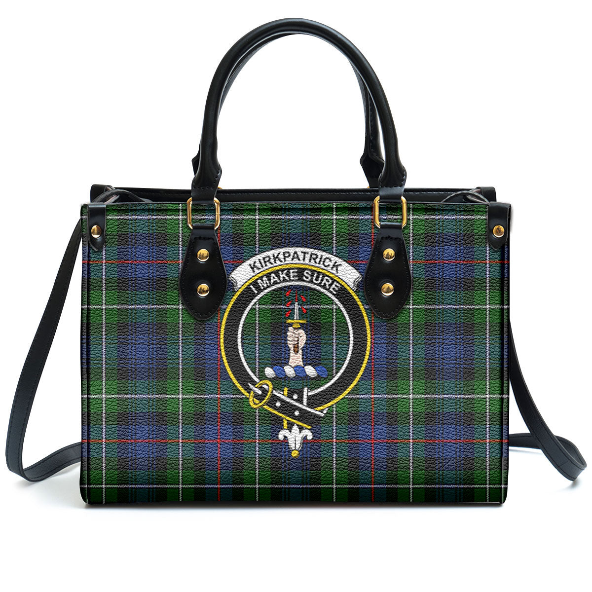 Kirkpatrick Tartan Crest Leather Handbag