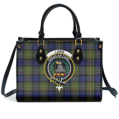 Laws Tartan Crest Leather Handbag