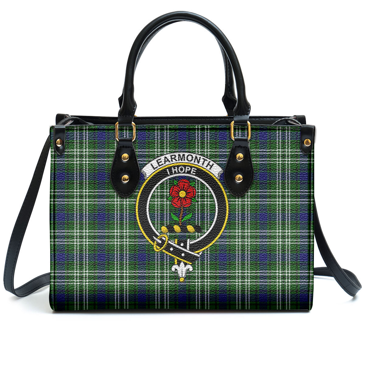 Learmonth Tartan Crest Leather Handbag