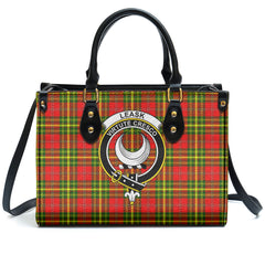 Leask Tartan Crest Leather Handbag