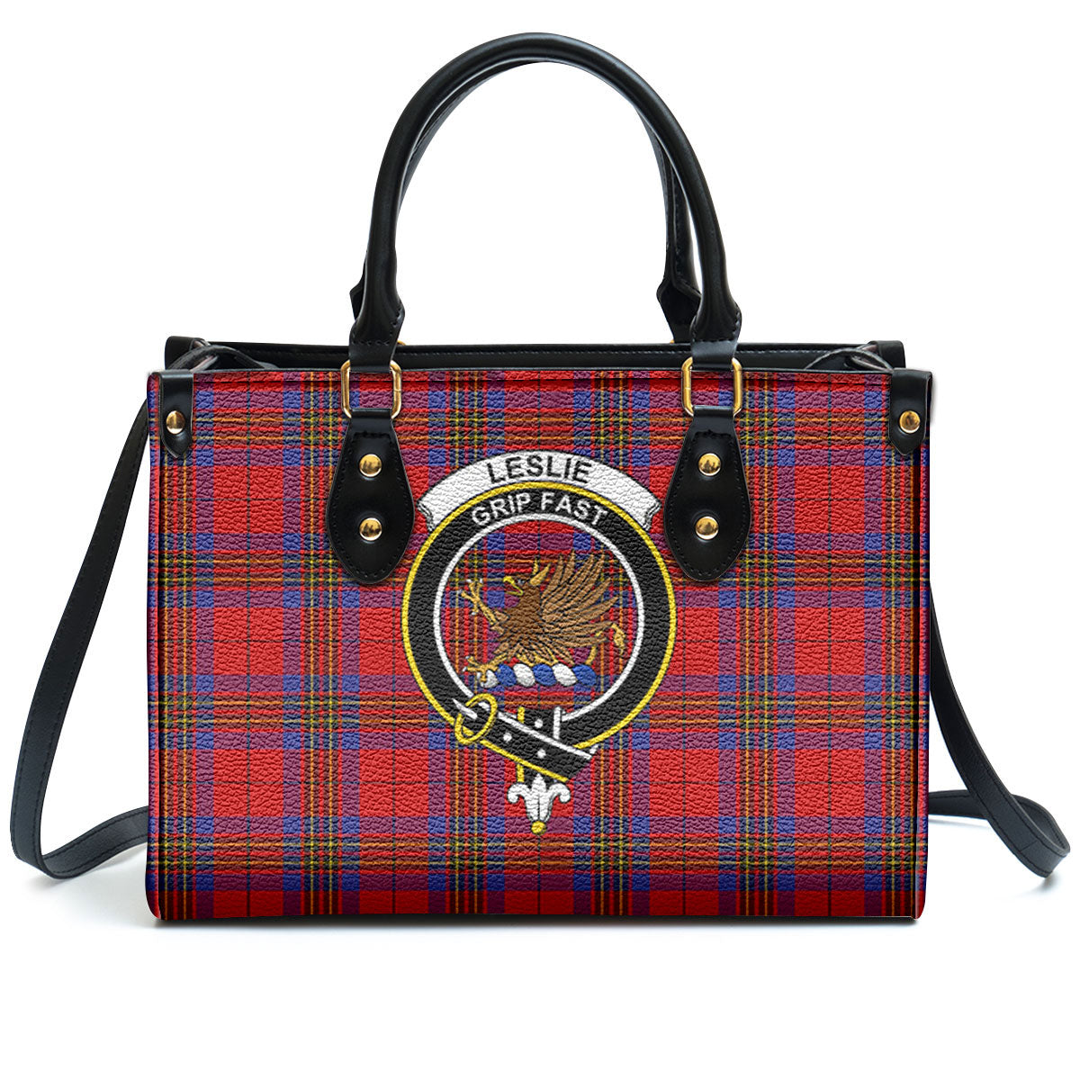 Leslie Modern Tartan Crest Leather Handbag