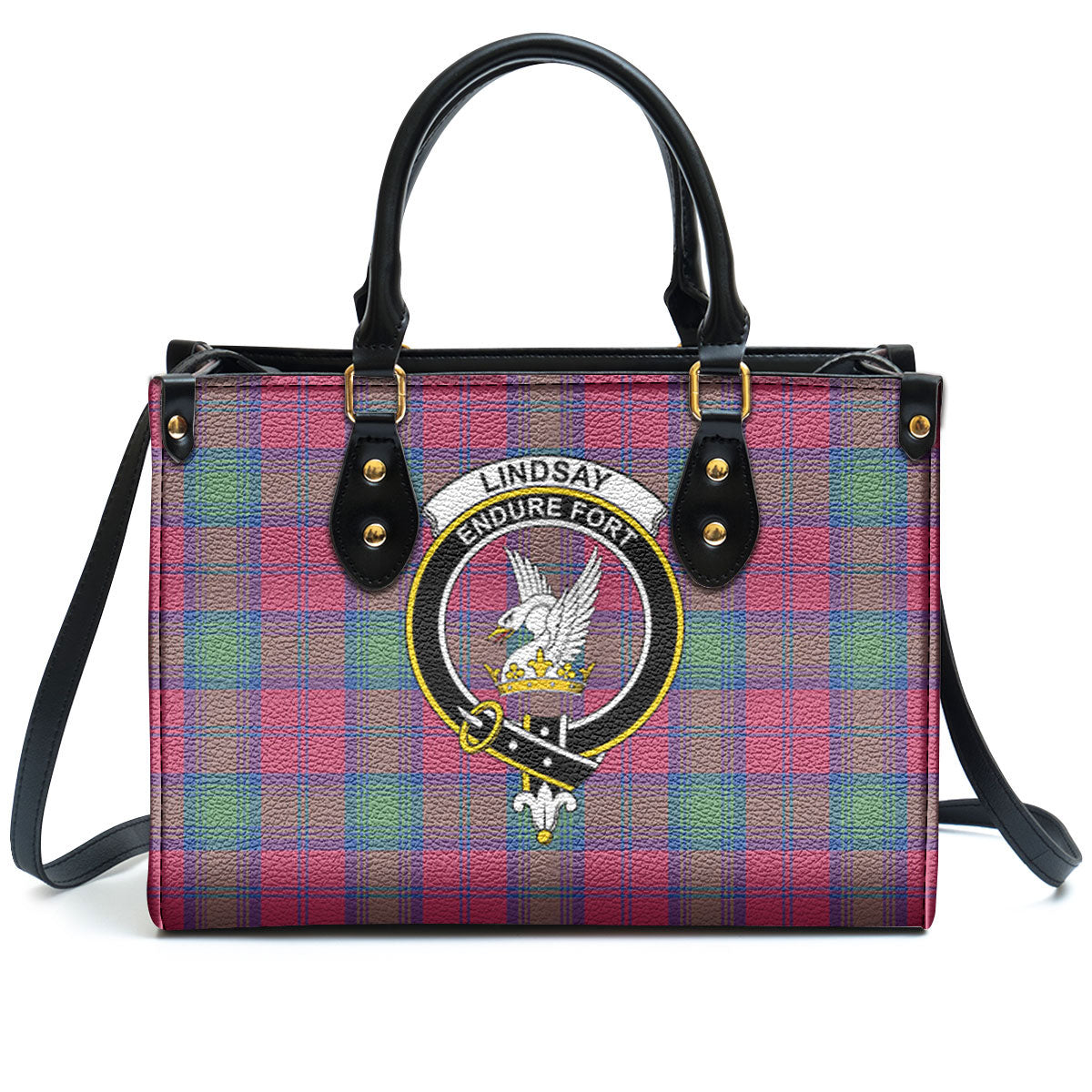 Lindsay Ancient Tartan Crest Leather Handbag