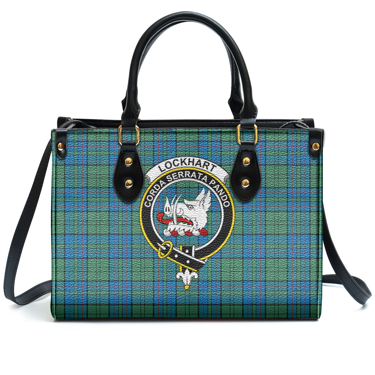 Lockhart Tartan Crest Leather Handbag